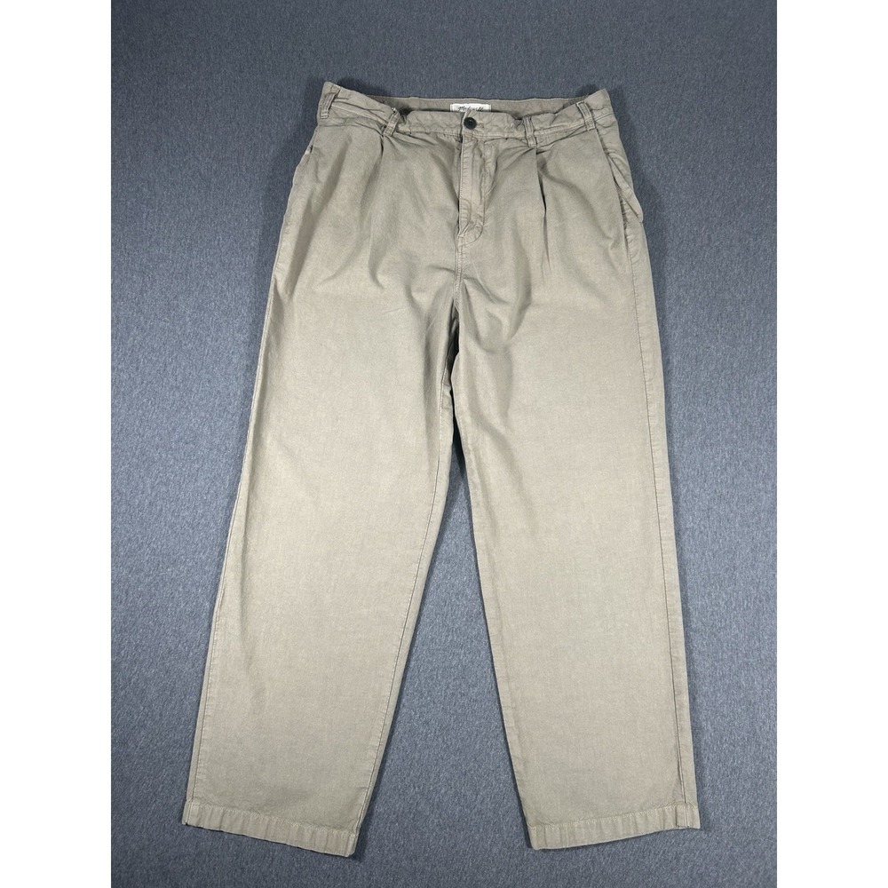 Madewell Men's Pleated Chino Pants Size 36 Casual Straight Leg Khaki Trousers
